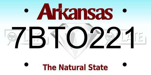 7BTO221 Arkansas License Plate