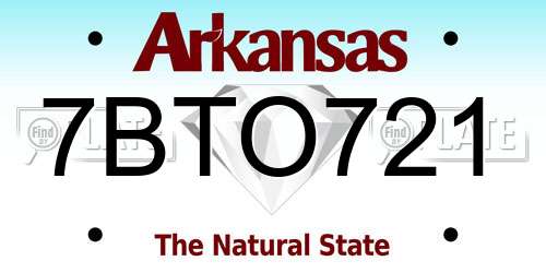 7BTO721 Arkansas License Plate