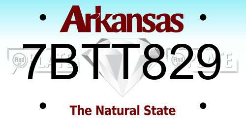 7BTT829 Arkansas License Plate