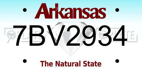 7BV2934 Arkansas License Plate