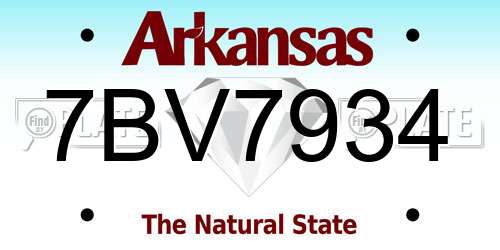 7BV7934 Arkansas License Plate