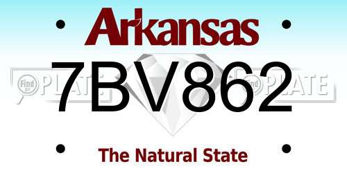 7BV862 Arkansas License Plate