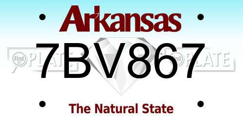 7BV867 Arkansas License Plate