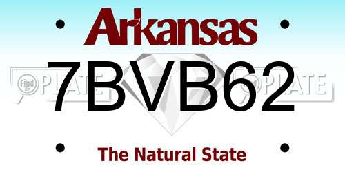 7BVB62 Arkansas License Plate