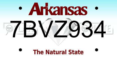 7BVZ934 Arkansas License Plate