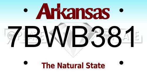 7BWB381 Arkansas License Plate