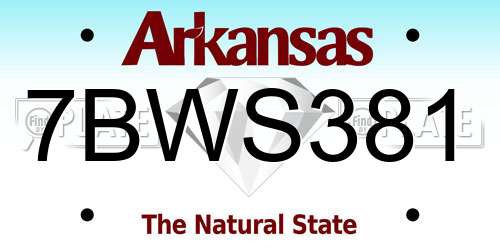 7BWS381 Arkansas License Plate