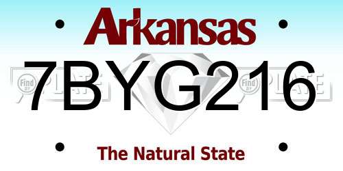 7BYG216 Arkansas License Plate