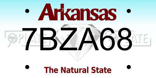 7BZA68 Arkansas License Plate