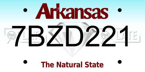 7BZD221 Arkansas License Plate