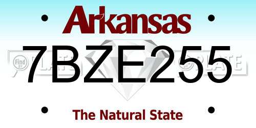 7BZE255 Arkansas License Plate