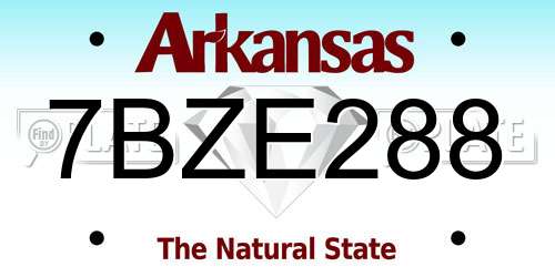 7BZE288 Arkansas License Plate