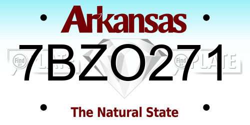 7BZO271 Arkansas License Plate