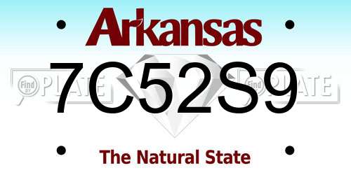 7C52S9 Arkansas License Plate