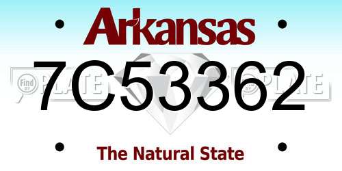 7C53362 Arkansas License Plate