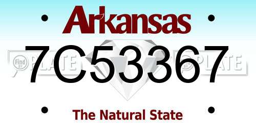 7C53367 Arkansas License Plate
