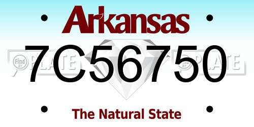 7C56750 Arkansas License Plate