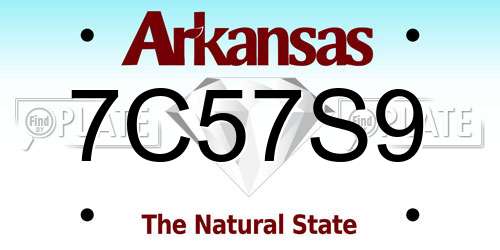 7C57S9 Arkansas License Plate