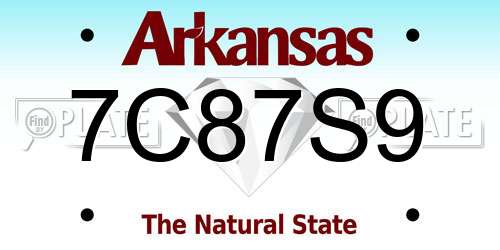 7C87S9 Arkansas License Plate