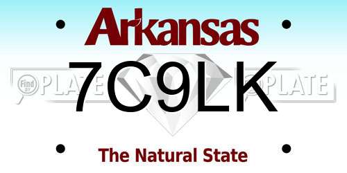 7C9LK Arkansas License Plate