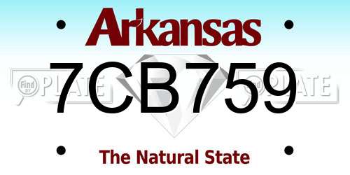 7CB759 Arkansas License Plate