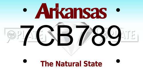 7CB789 Arkansas License Plate