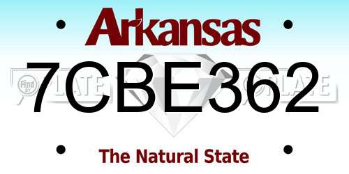 7CBE362 Arkansas License Plate