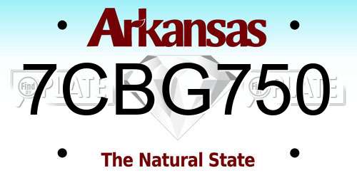 7CBG750 Arkansas License Plate