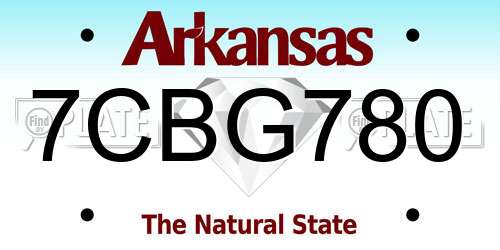 7CBG780 Arkansas License Plate