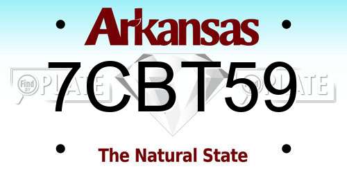 7CBT59 Arkansas License Plate