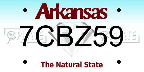 7CBZ59 Arkansas License Plate