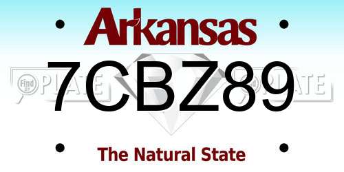 7CBZ89 Arkansas License Plate