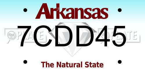 7CDD45 Arkansas License Plate