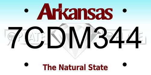 7CDM344 Arkansas License Plate