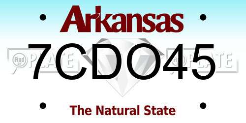 7CDO45 Arkansas License Plate