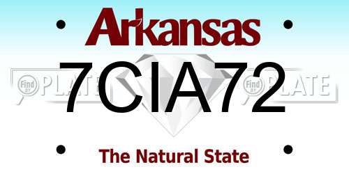 7CIA72 Arkansas License Plate