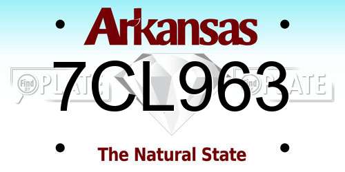 7CL963 Arkansas License Plate