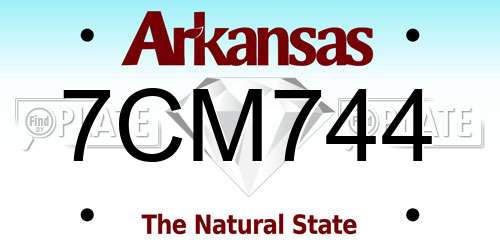 7CM744 Arkansas License Plate