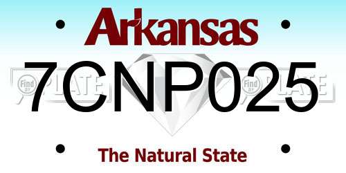 7CNP025 Arkansas License Plate