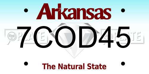 7COD45 Arkansas License Plate