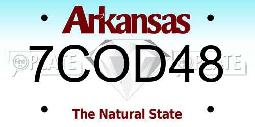 7COD48 Arkansas License Plate