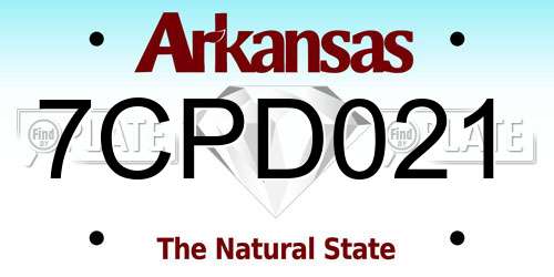 7CPD021 Arkansas License Plate
