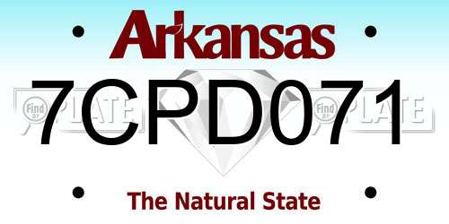 7CPD071 Arkansas License Plate