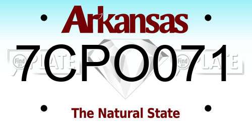 7CPO071 Arkansas License Plate