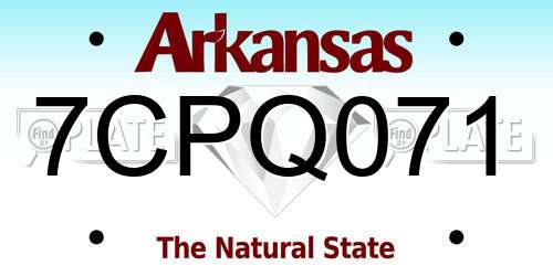 7CPQ071 Arkansas License Plate