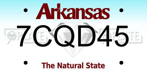 7CQD45 Arkansas License Plate
