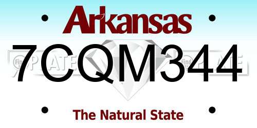 7CQM344 Arkansas License Plate