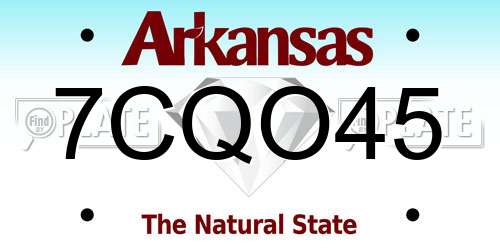 7CQO45 Arkansas License Plate