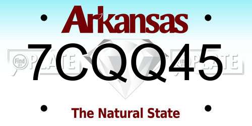 7CQQ45 Arkansas License Plate