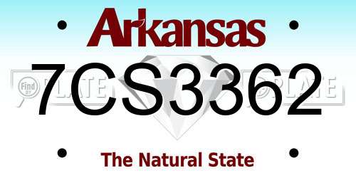 7CS3362 Arkansas License Plate